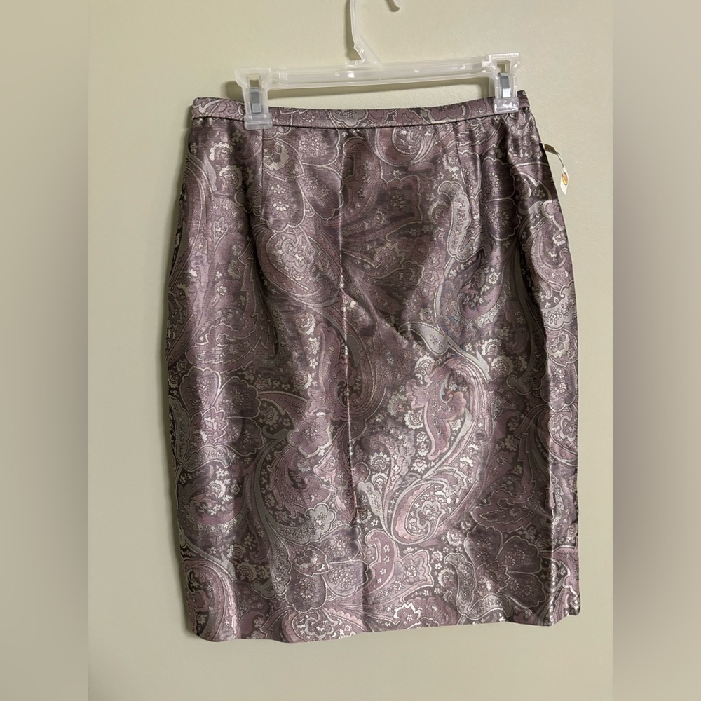 Talbots Vintage Silk Blend Jacquard Paisley Skirt Size 10 New Dead Stock Pink